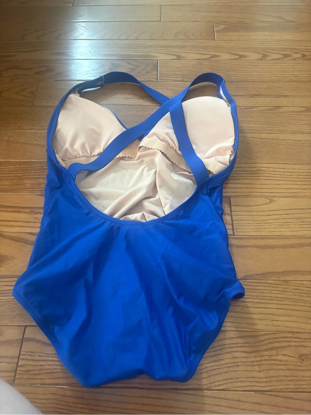 J. Crew D-DD cup high-support Cobalt Blue Crisscross Back One-Piece Swimsuit